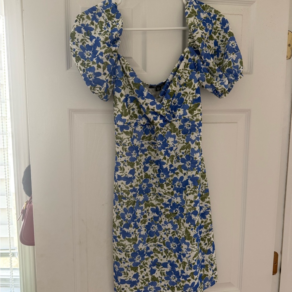 Missguided Blue and Green Floral Mini Dress